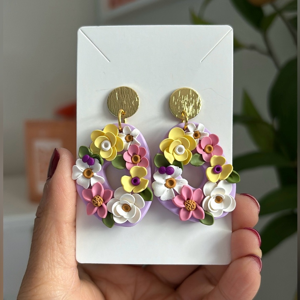 ✨SOLD✨ Floral Polymer Clay Earrings